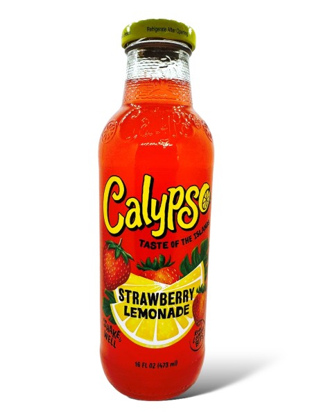 Bild von Glasflasche Inhalt  Calypso Strawberry Lemonade