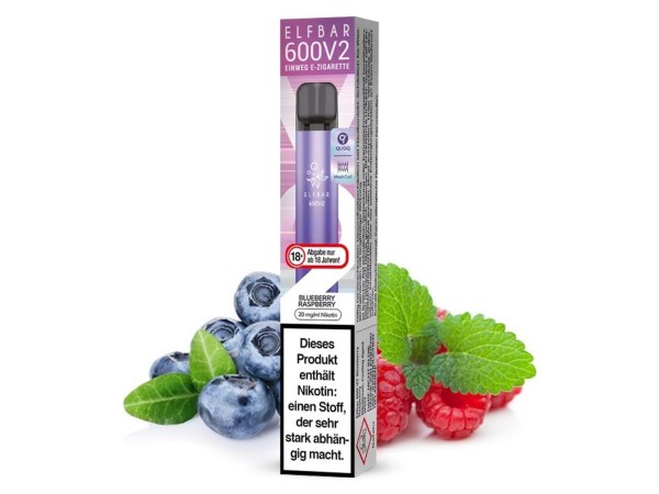 Elfbar E-Shisha - 600 Züge - V2 - Kindersicherung - Blueberry Raspberry