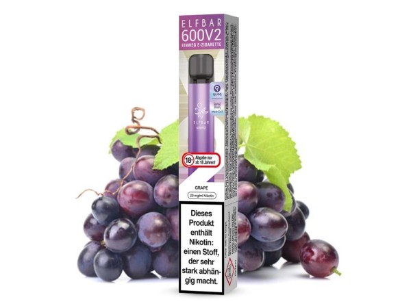 Elfbar E-Shisha - 600 Züge - V2 - Kindersicherung - Grape