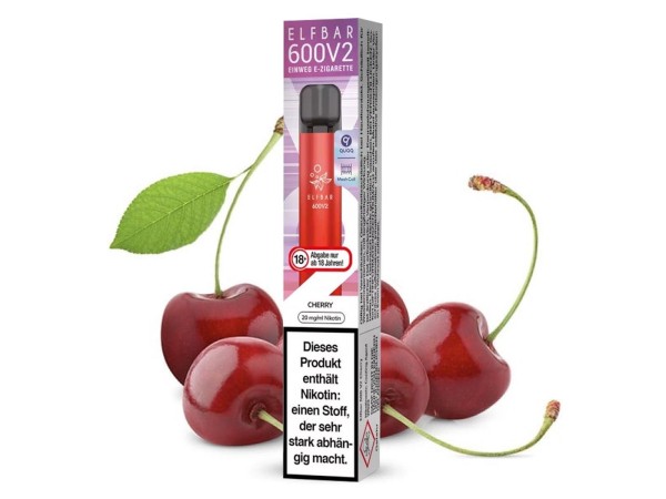 Elfbar E-Shisha - 600 Züge - V2 - Kindersicherung - Cherry