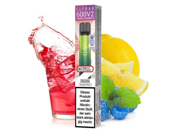 Elfbar E-Shisha - 600 Züge - V2 - Kindersicherung - Blue Razz Lemonade